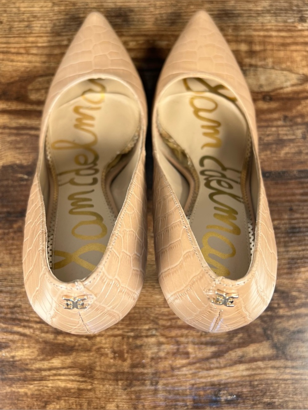Sam Edelman Heels Nude Croc Pumps Stiletto Point Toe Business Women's 8 - Picture 9 of 12